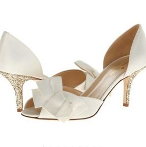 Kate Spade Ivory Satin Gold Glitter Kitten